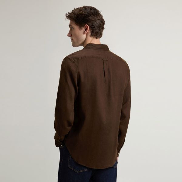 Woolrich Linen Overhemd Bruin