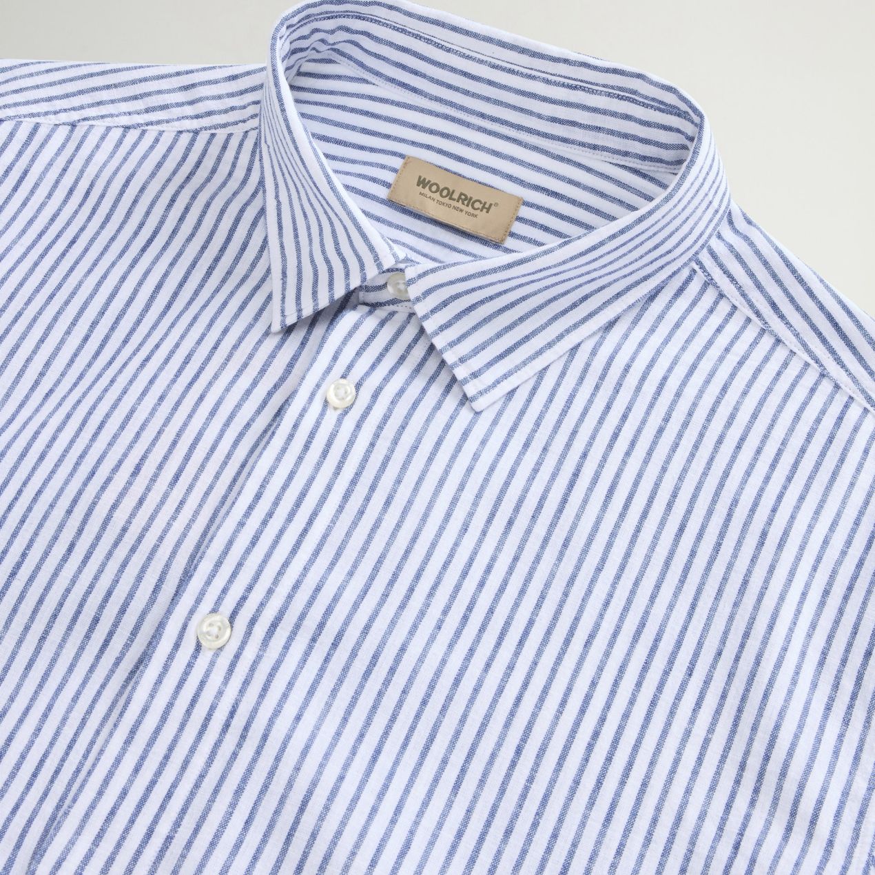 Woolrich Linen Striped Overhemd Blauw