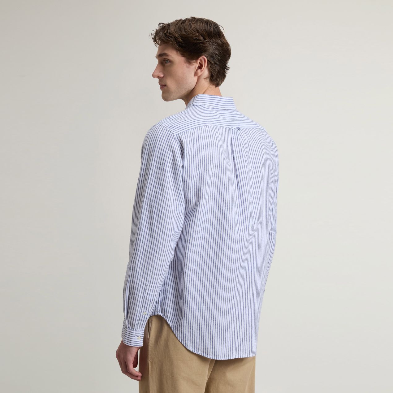 Woolrich Linen Striped Overhemd Blauw