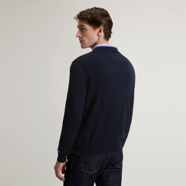 Woolrich Logo Cotton Sweater Navy