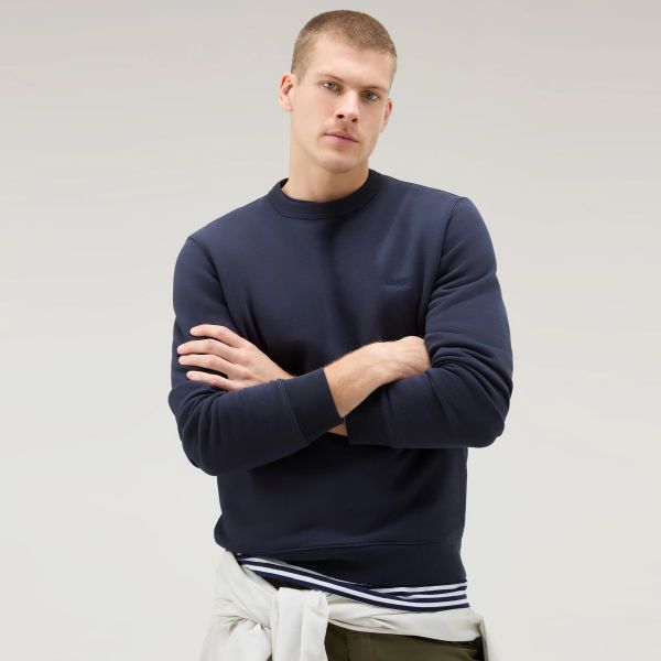 Woolrich Logo Script Sweater Navy