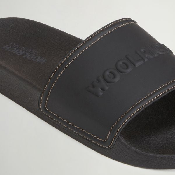 Woolrich Logo Slippers Zwart