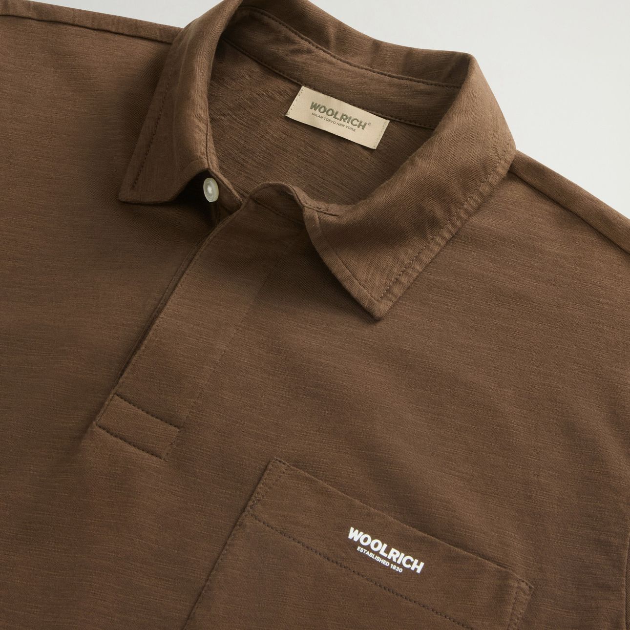 Woolrich Slub Logo Polo Bruin