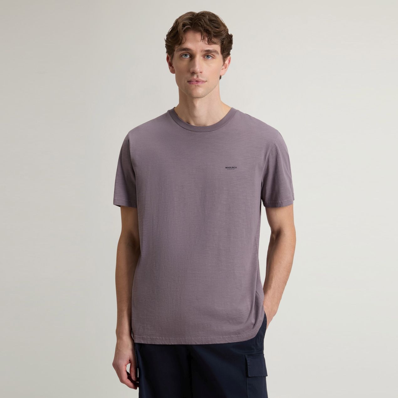 Woolrich Slub Logo T-shirt Grijs