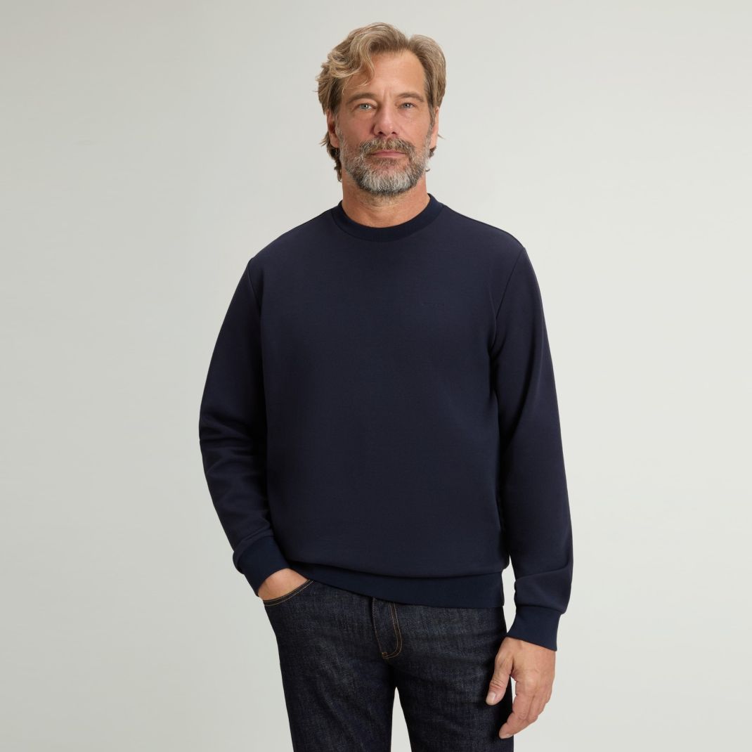 Woolrich Logo Interlock Sweater Navy
