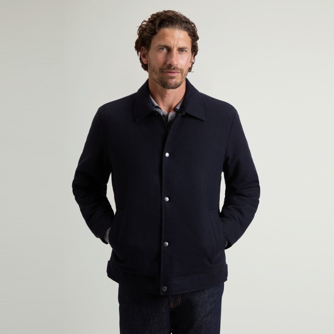 Woolrich Wool Keating Overshirt Navy
