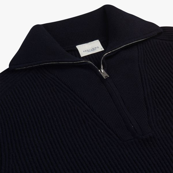 Profuomo Wool Half Zip Sweater Navy